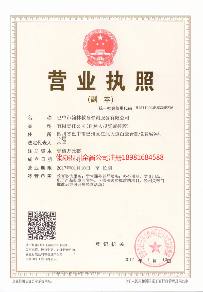 眉山眉山翰林教育咨询服务有限公司