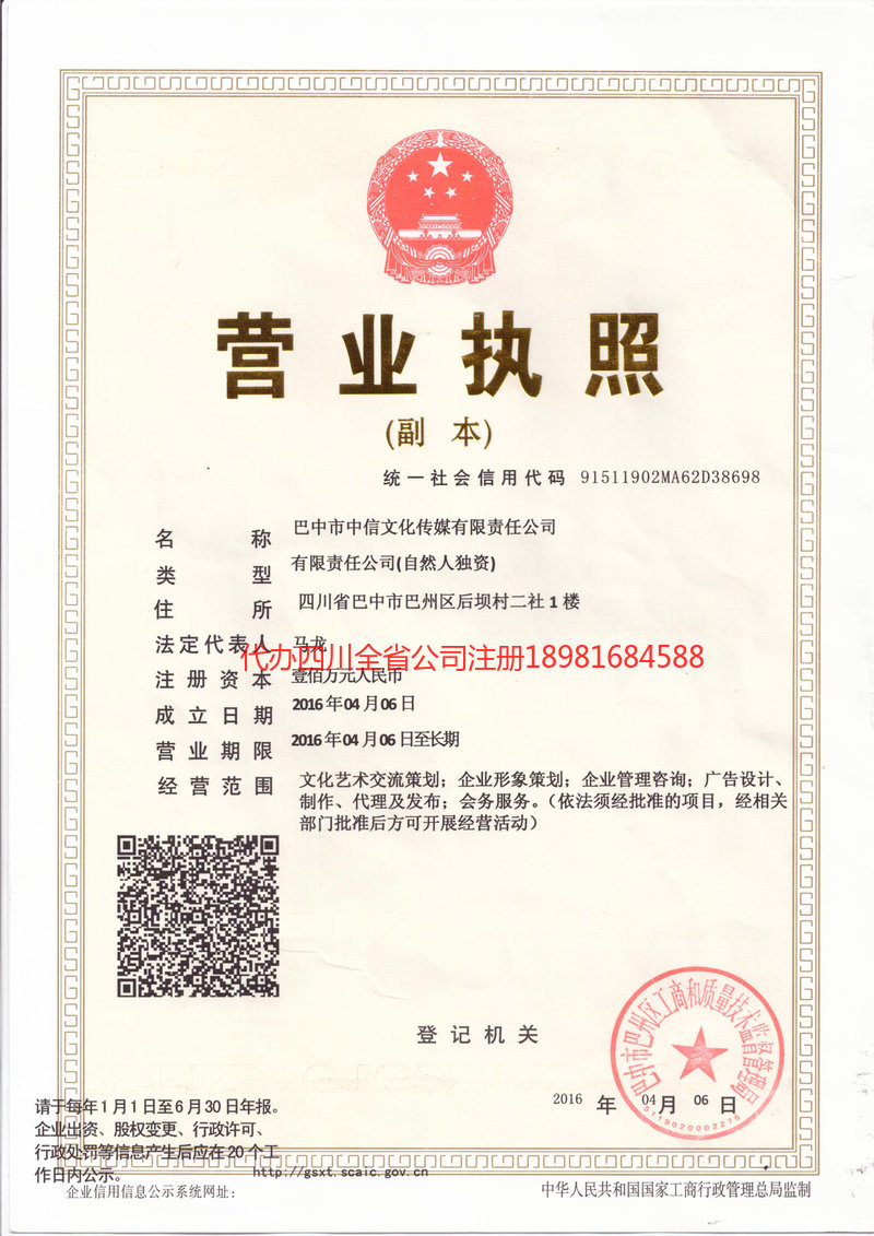 眉山眉山中信文化传媒有限责任公司