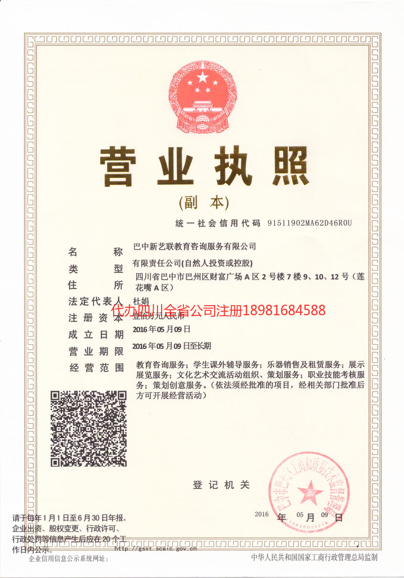 眉山眉山新亿联教育咨询服务有限公司